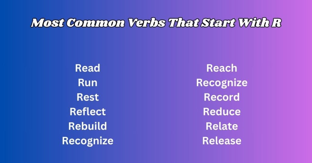 Most Common Verbs That Start With R